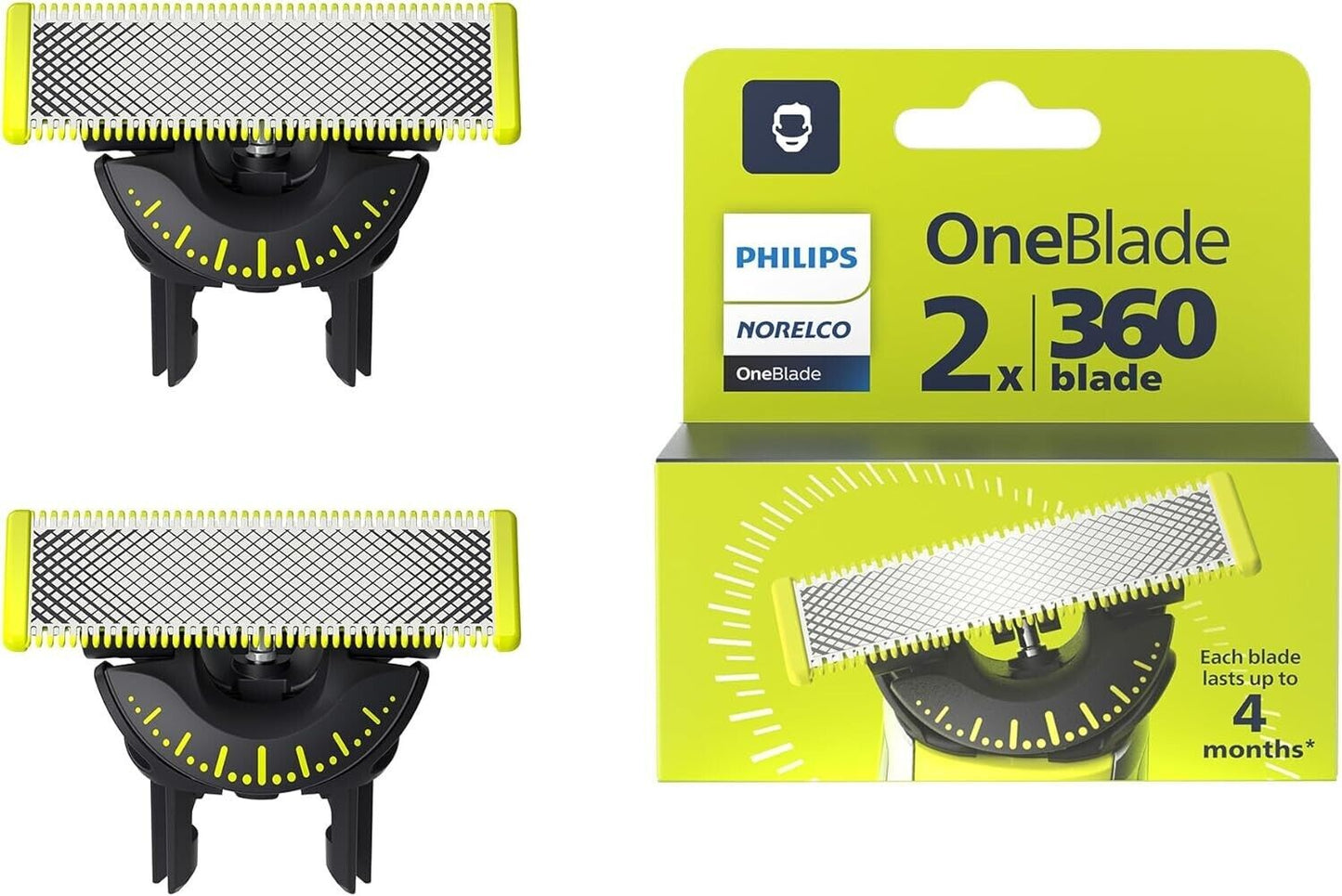 Genuine Philips Norelco OneBlade 360 Blade Replacement Blades 2 Pack - QP420/80