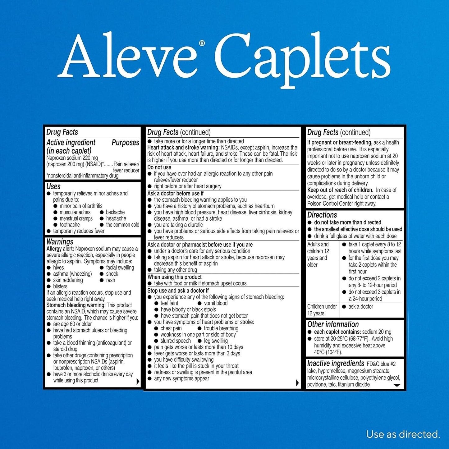 Aleve Arthritis and Joint Pain 270 Caplets - 12HR Headache Relief Fever Reducer