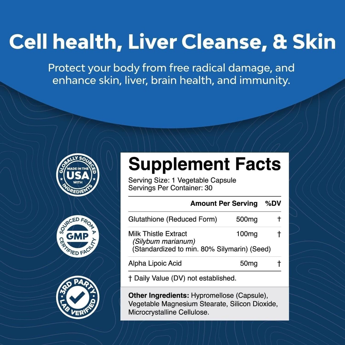 Nature's Craft Glutathione Reduced 500mg Liver Support & Brain Health - 30 Caps