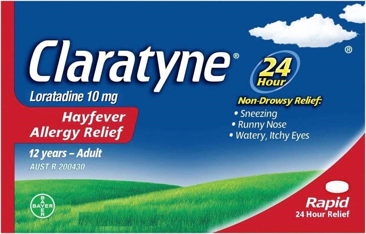 CLARATYNE CLARITIN LORATADINE 10MG 24HR ALLERGY RELIEF 100 TABLETS EXP. 09/2025