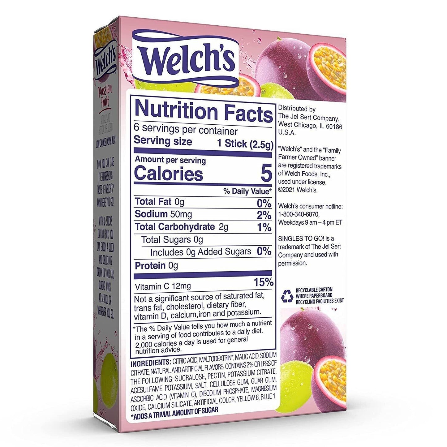 Welch's Drink Mix (sugar free powder) - 4 Flavour Choices - 6 Servings