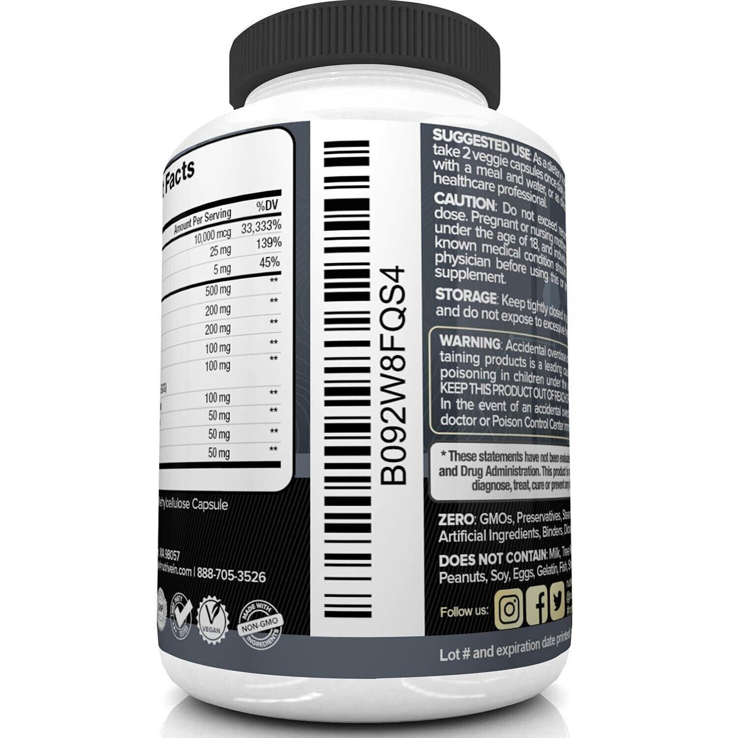 NUTRIVEIN DHT BLOCKER + BIOTIN Advanced Hair Growth 60 Caps - FREE EXPRESS POST!