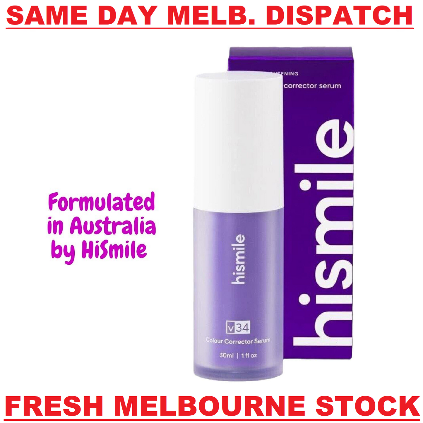 HiSmile V34 Teeth Whitening Colour Corrector Serum 30ml - Australian By Hismile