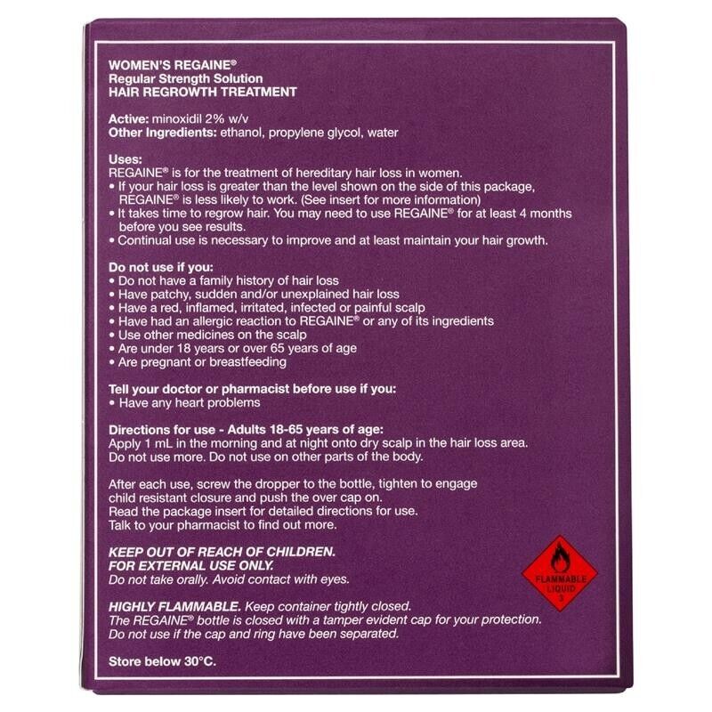 Regaine Rogaine Women's Regular Strength Topical Solution 3x60mL 3 Months Supply