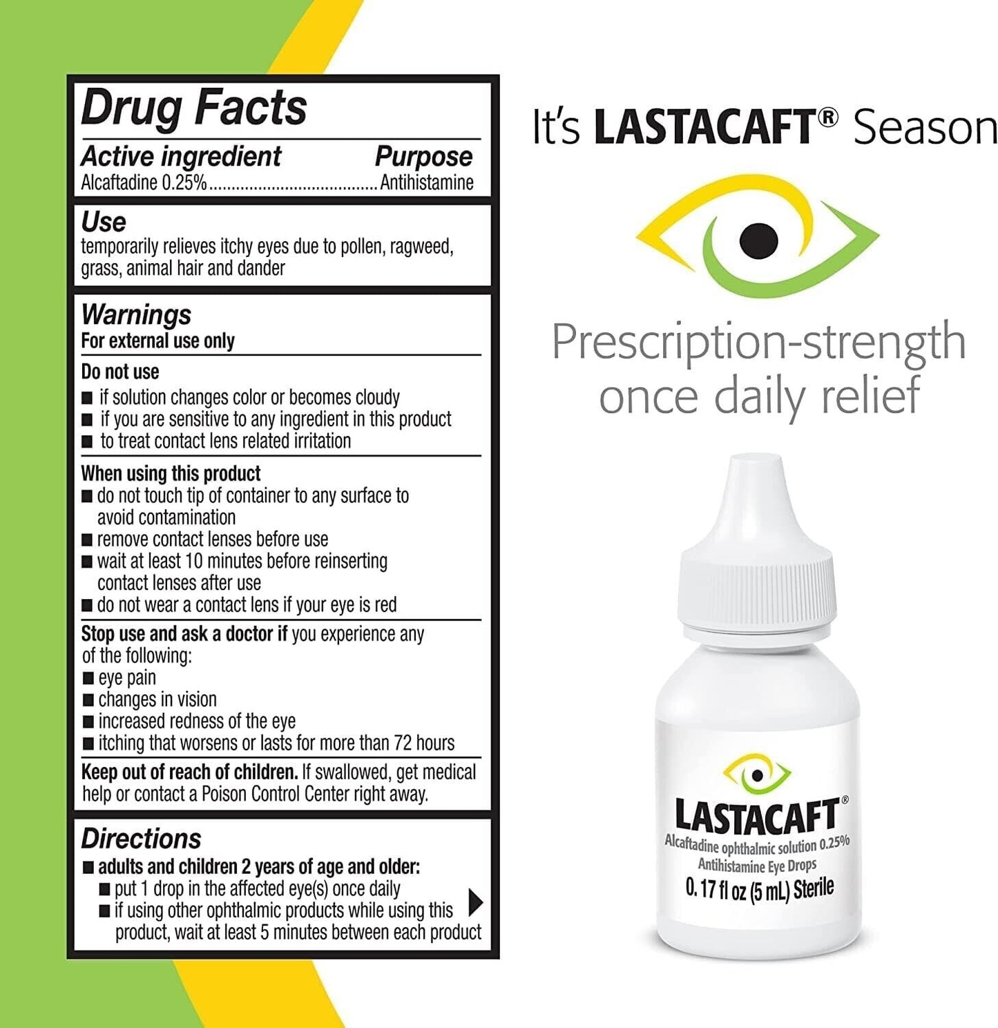 LASTACAFT Once Daily Eye Itch Relief - Allergy Eye Drops + Antihistamine 5mL