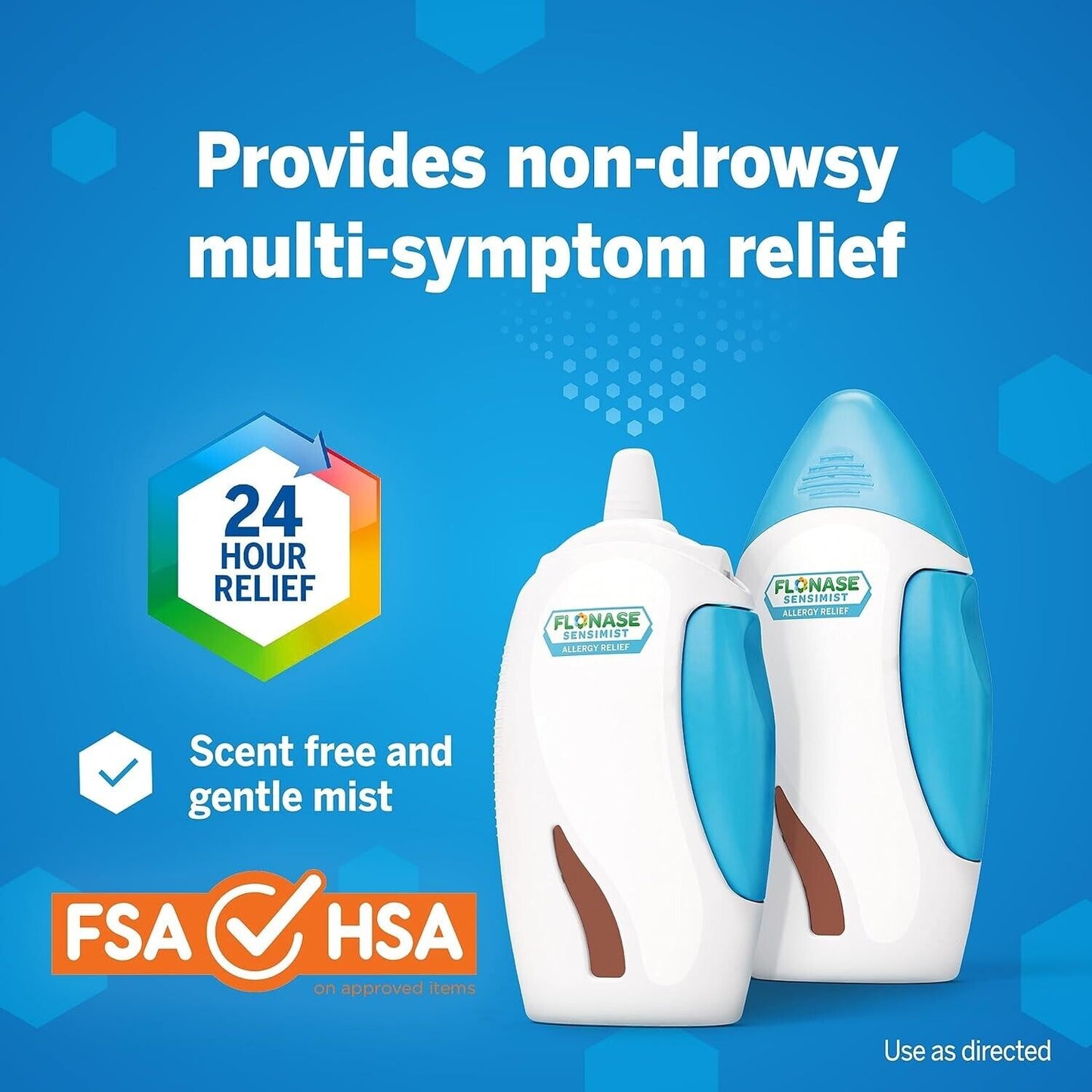 Flonase Sensimist Allergy Nasal Spray 24HR Relief Non-Drowsy 2x120 Sprays 2 Pack