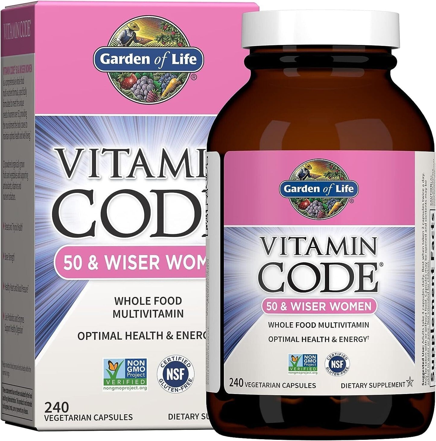 GARDEN OF LIFE Vitamin Code 50 & Wiser WOMEN Multivitamin + Probiotics - 240 Cap
