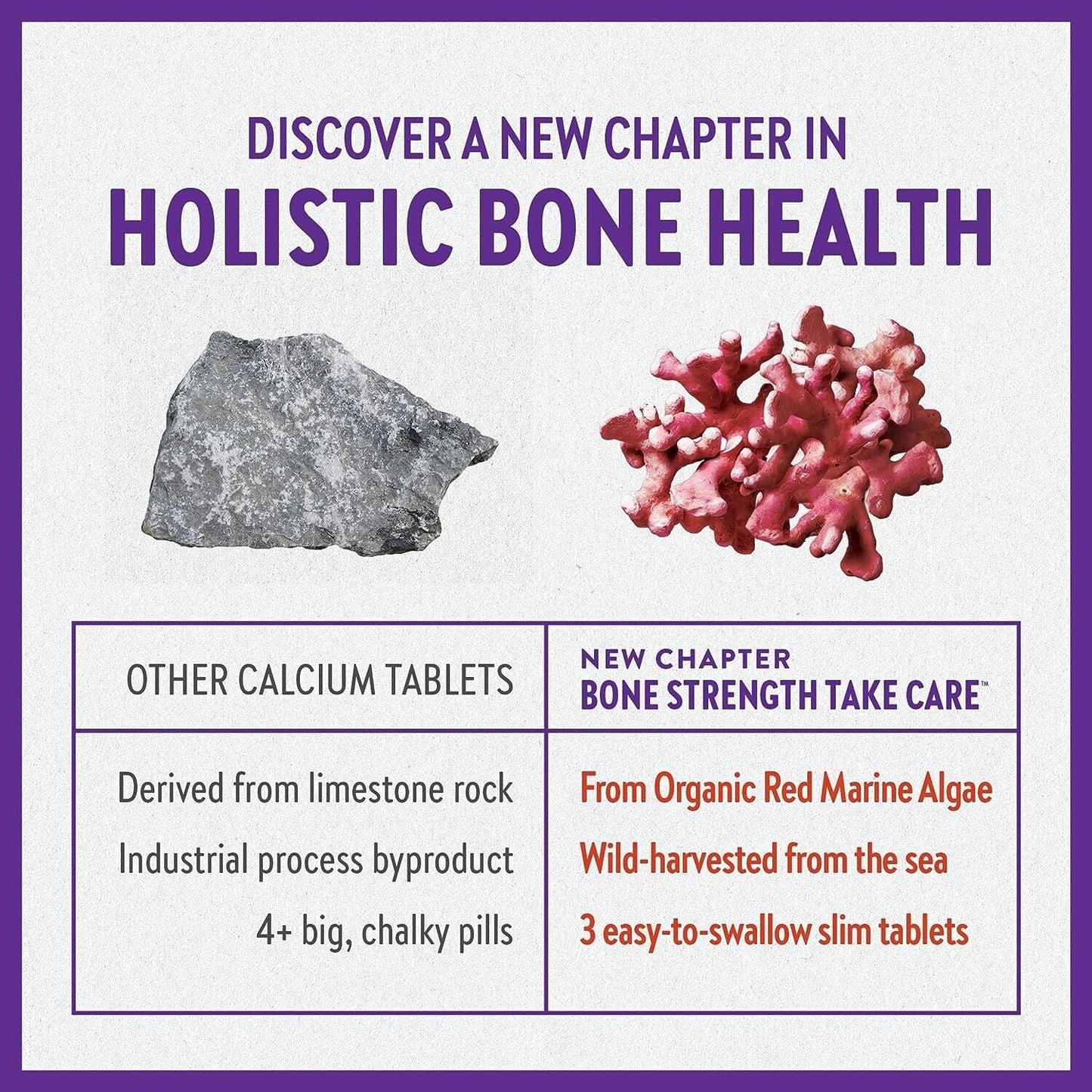 NEW CHAPTER Plant Calcium BONE STRENGTH - Bone, Joint & Heart Support - 60 Tabs