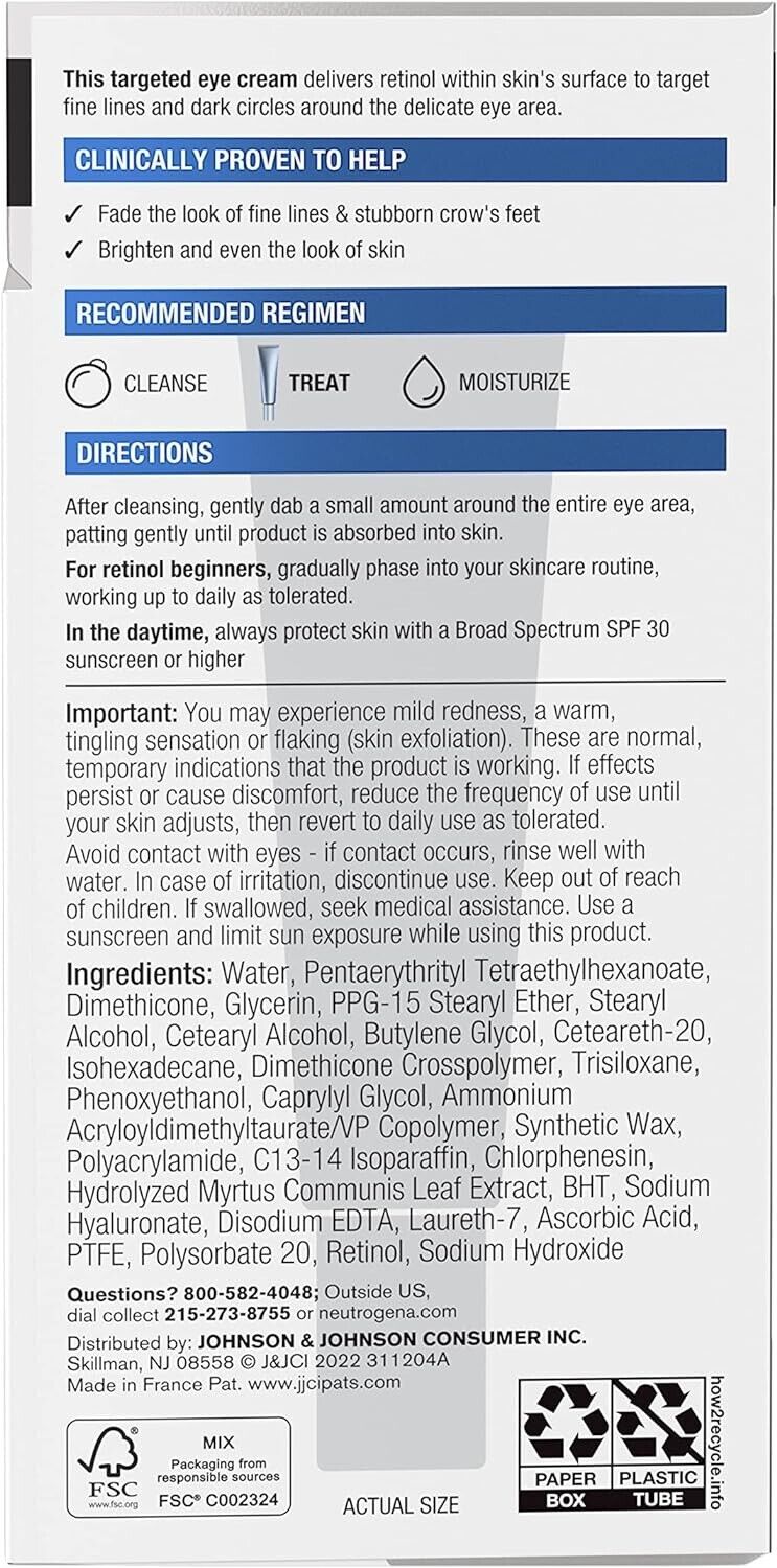 Neutrogena Rapid Wrinkle Repair - Retinol Eye Cream Anti Aging Fine Lines - 14mL