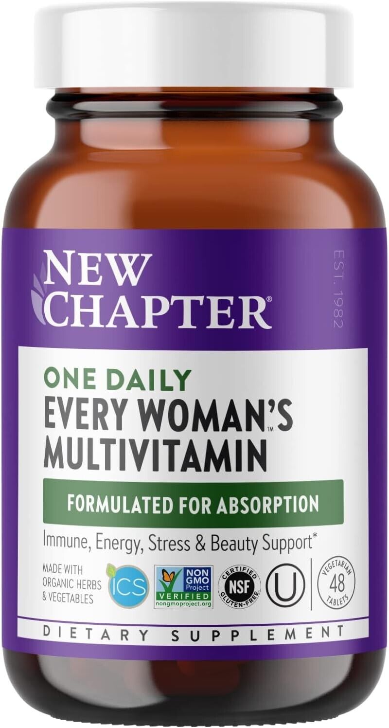 NEW CHAPTER One Daily Every WOMAN'S Multivitamin Stress & Beauty Support 48 Tabs