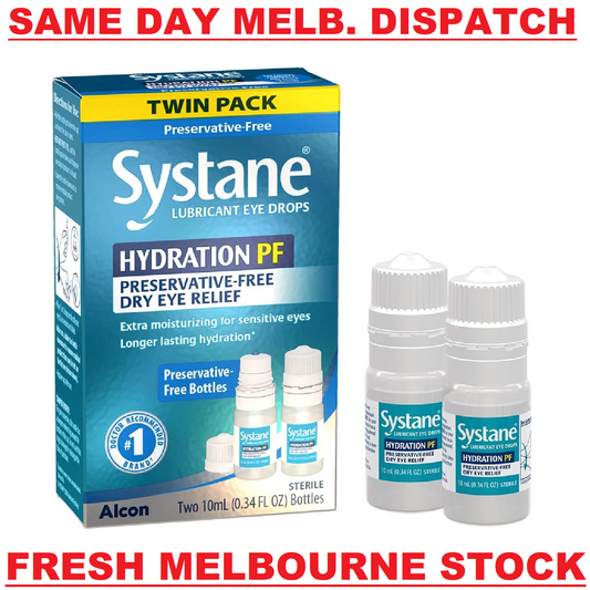 Systane Lubricant Eye Drops HYDRATION PF Preservative-Free Dry Eye Relief 2x10mL