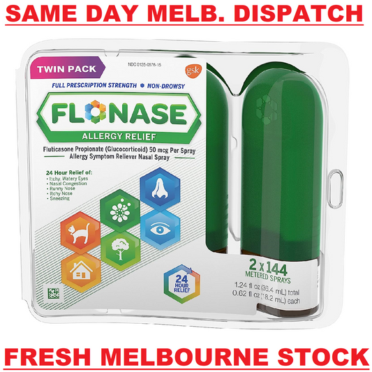 Flonase Allergy & Hayfever Nasal Spray 24HR Relief Non-Drowsy 2 x 144 Sprays 2PK