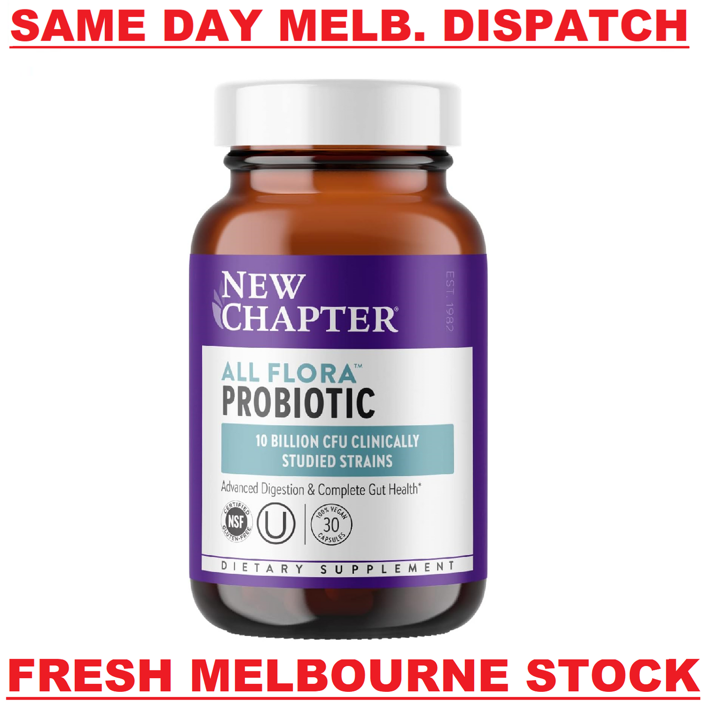 NEW CHAPTER All-Flora Probiotic 10B-CFU Digestion Support & Gut Health - 30 Caps