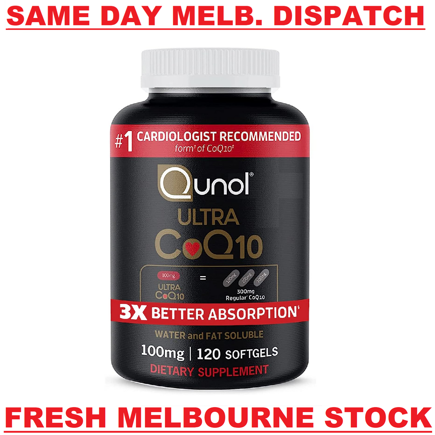 QUNOL ULTRA CoQ10 100mg Supports Energy Production & Heart Health - 120 Softgels