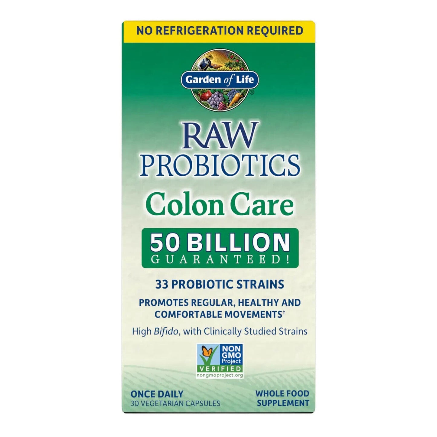 GARDEN OF LIFE RAW PROBIOTICS Once Daily Colon Care 50-Billion CFU - 30 Capsules