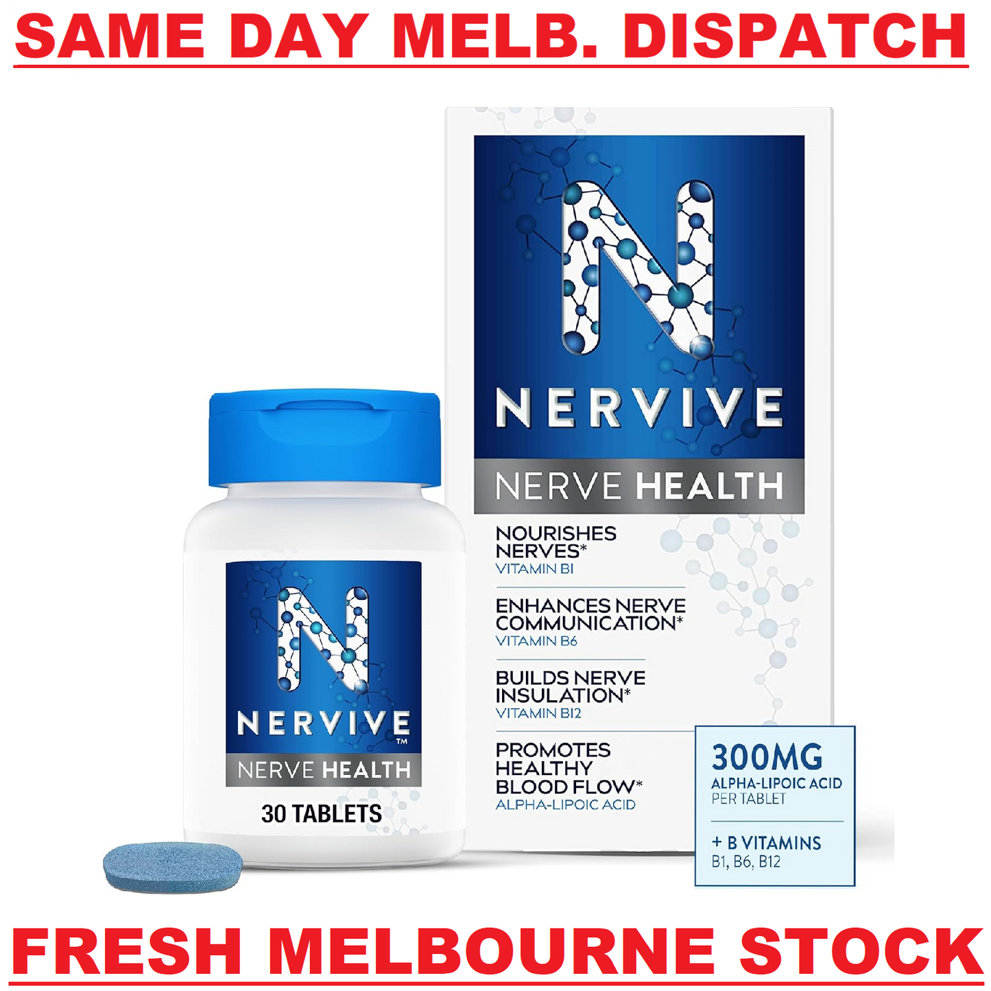 Nervive Nerve Health 300mg Alpha Lipoic Acid - Anti Aging Nerve Repair - 30 Tabs