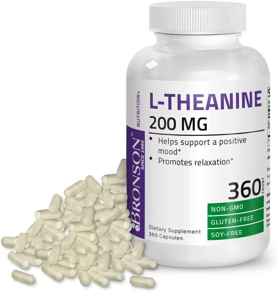 L-Theanine 200mg 360 Caps Bronson DOUBLE STRENGTH - PREMIUM QUALITY - MEGA VALUE