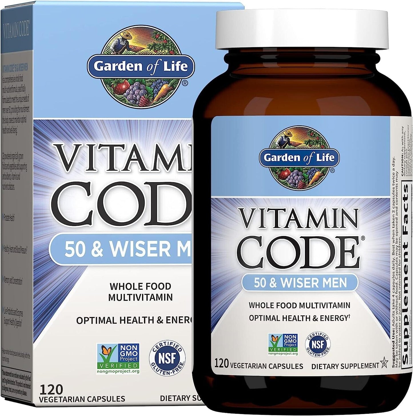 GARDEN OF LIFE Vitamin Code 50 & Wiser MEN Multivitamin + Probiotics - 120 Caps