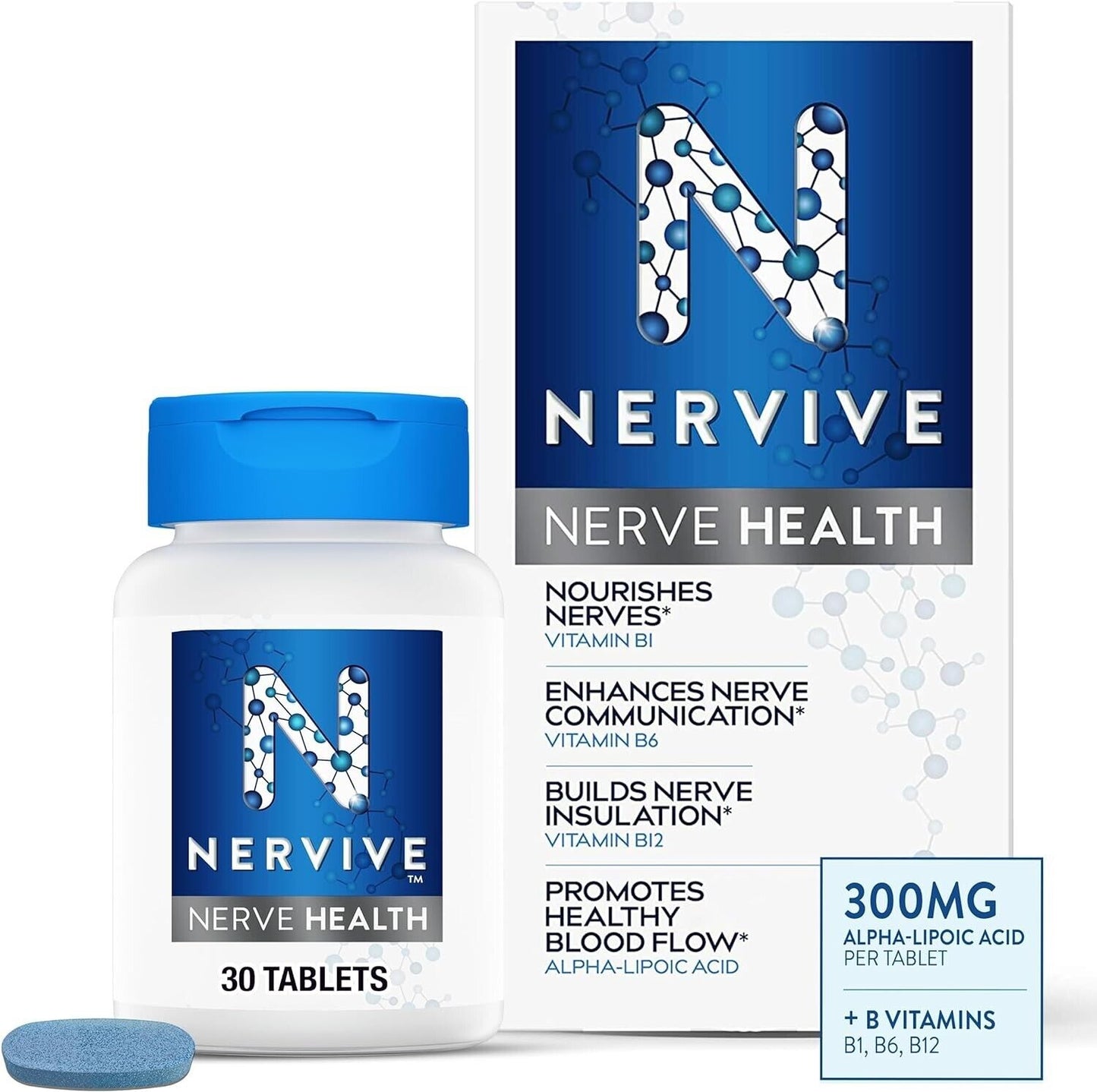 Nervive Nerve Health 300mg Alpha Lipoic Acid - Anti Aging Nerve Repair - 30 Tabs