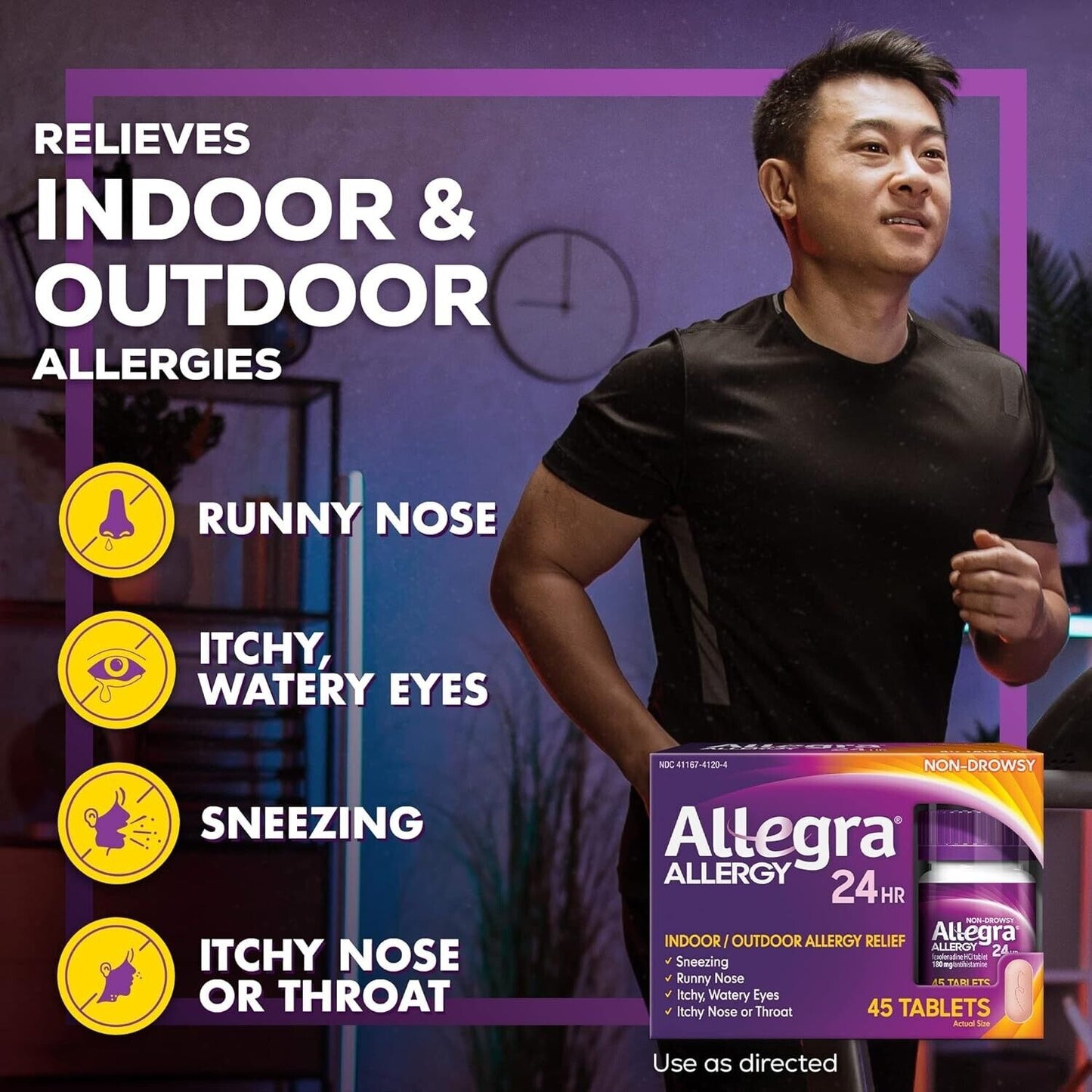 ALLEGRA ALLERGY FEXOFENADINE 180MG (SAME AS TELFAST 180MG) 45 TABLETS EXP. 01/25