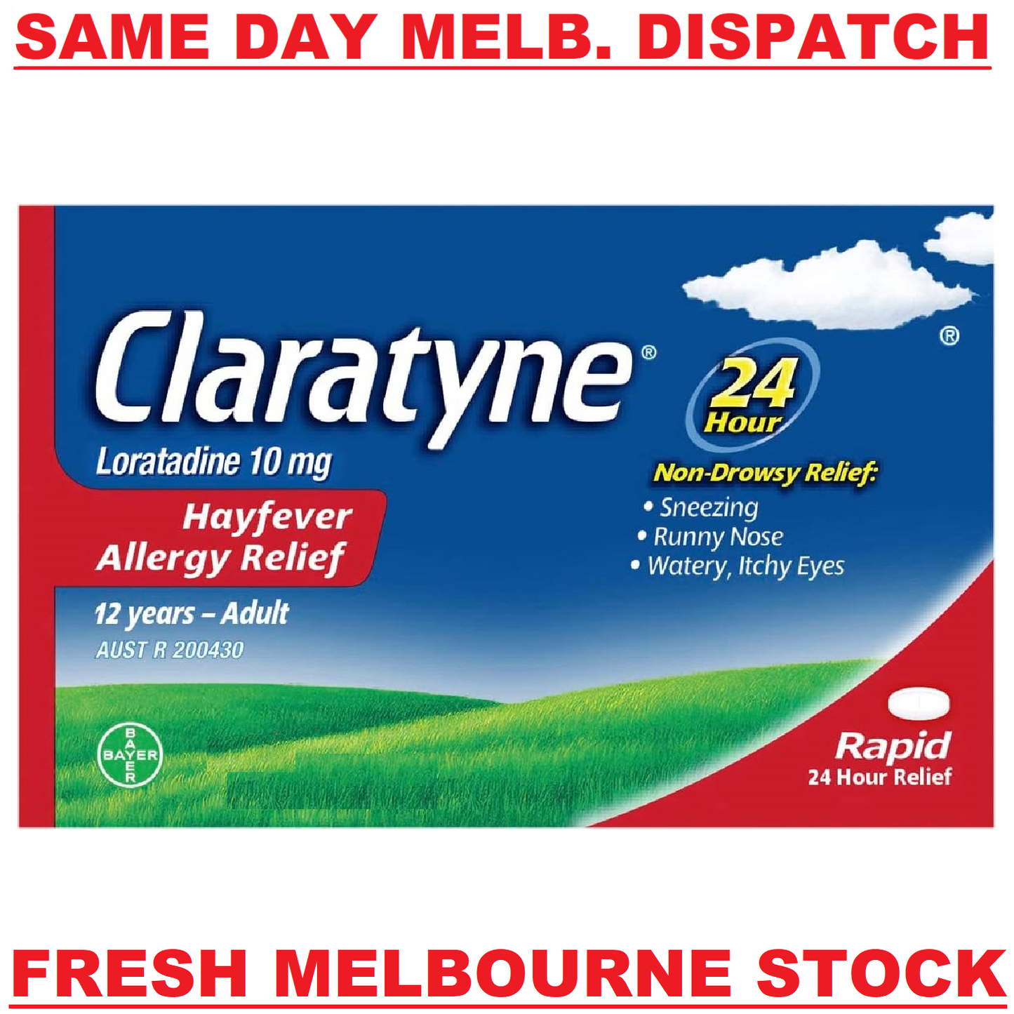CLARATYNE CLARITIN LORATADINE 10MG 24HR ALLERGY RELIEF 70 TABLETS EXP. 06/2025