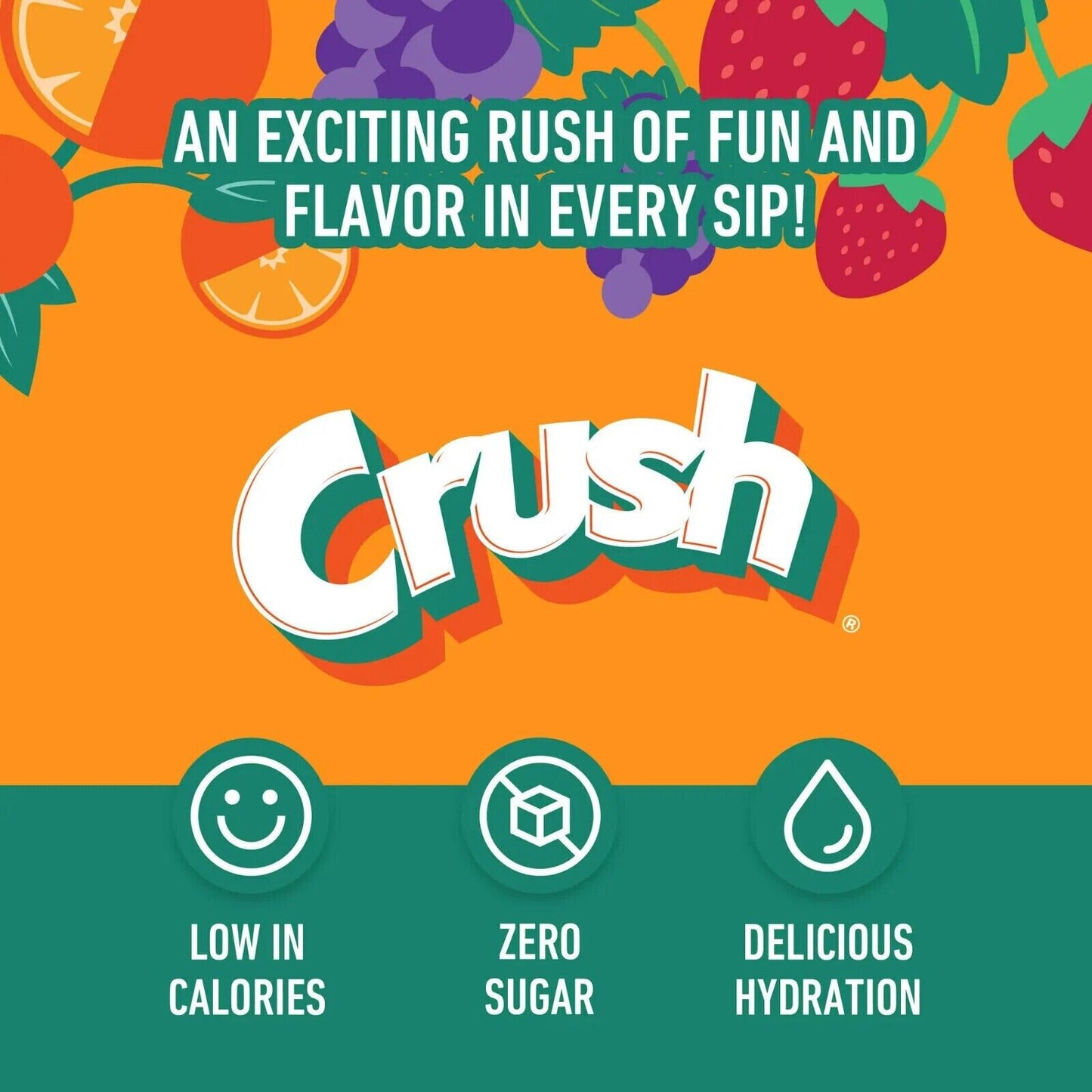 Crush SUGAR FREE Drink Mix Variety Pack (3 Mix Flavours) - 30 Servings