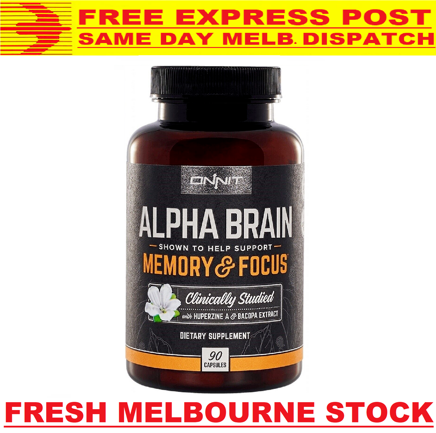 ONNIT Alpha BRAIN 90 Capsules GPC Huperzine Joe Rogan JRE - FREE EXPRESS POST!