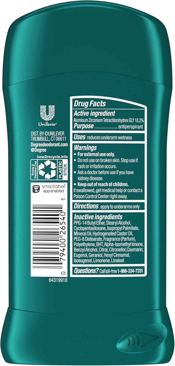 Degree 48H Sweat & Odor Protection Antiperspirant Deodorant COOL RUSH 1/3/5 Pack