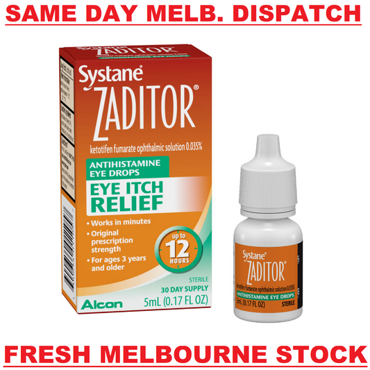 ALCON Systane Zaditor Eye Itch Relief - Allergy Eye Drops + Antihistamine 5mL