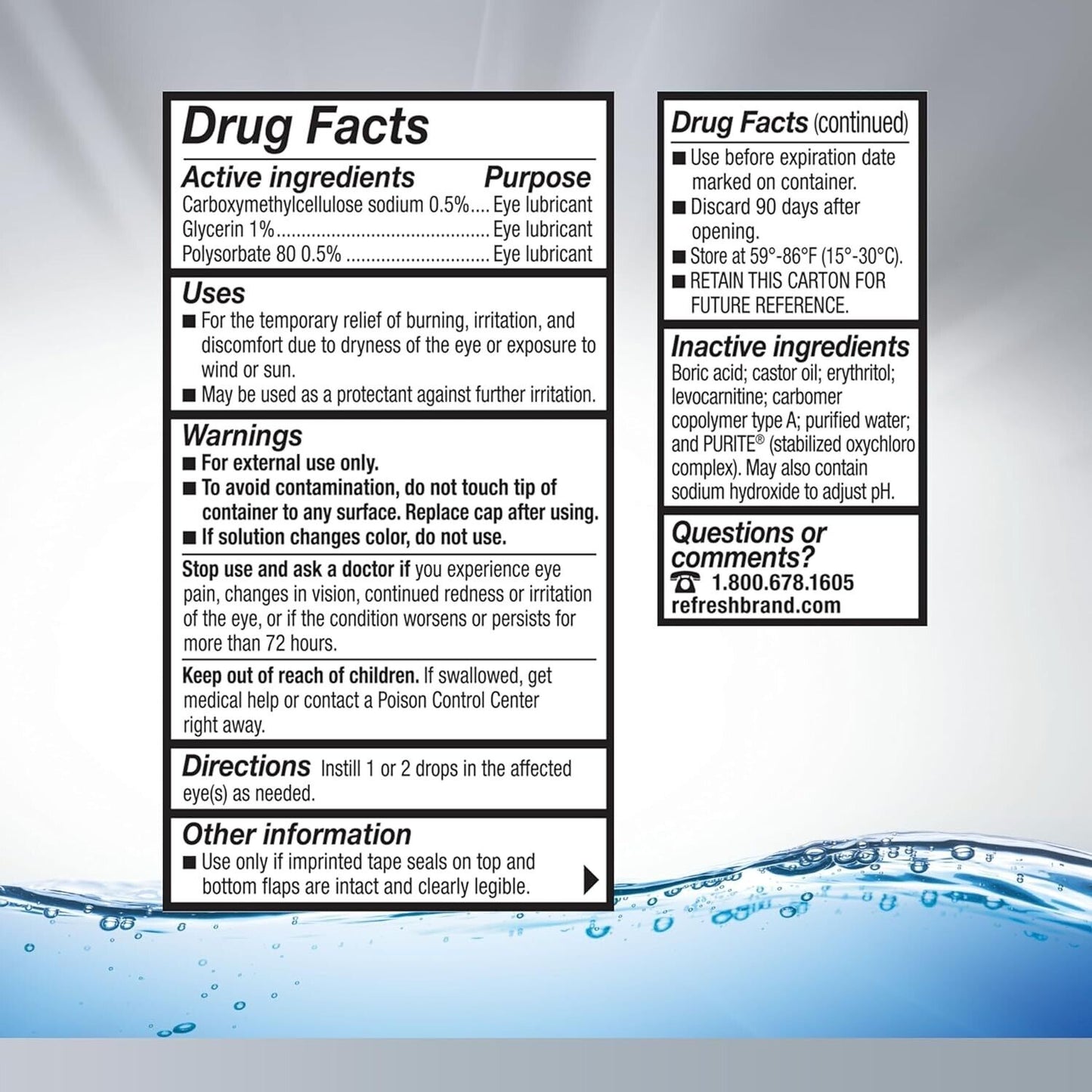 Refresh Optive Advanced Lubricant Eye Drops Triple Action Relief - 10mL Bottle