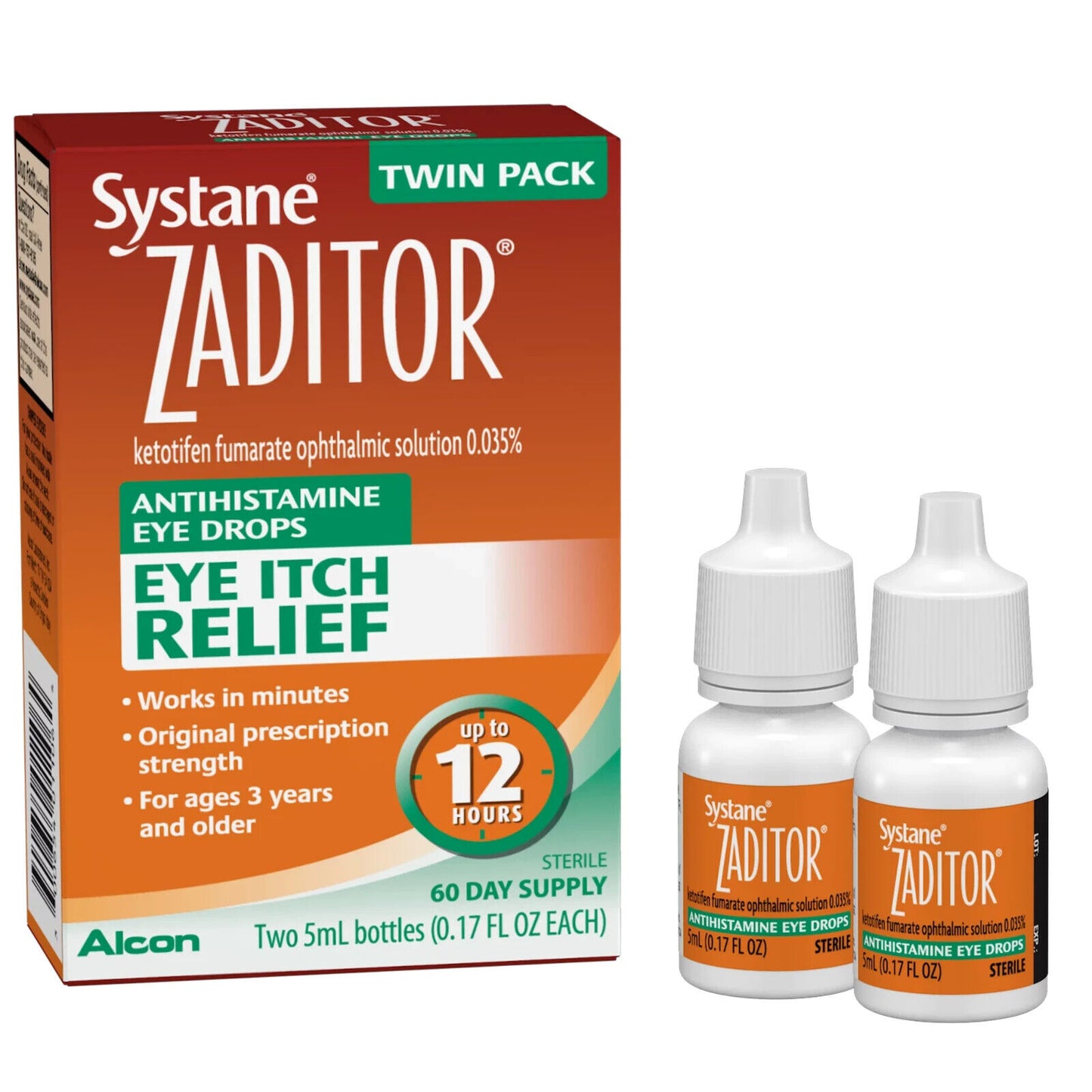 Systane Zaditor Eye Itch Relief - Allergy Eye Drops + Antihistamine 2 x 5mL 2PK