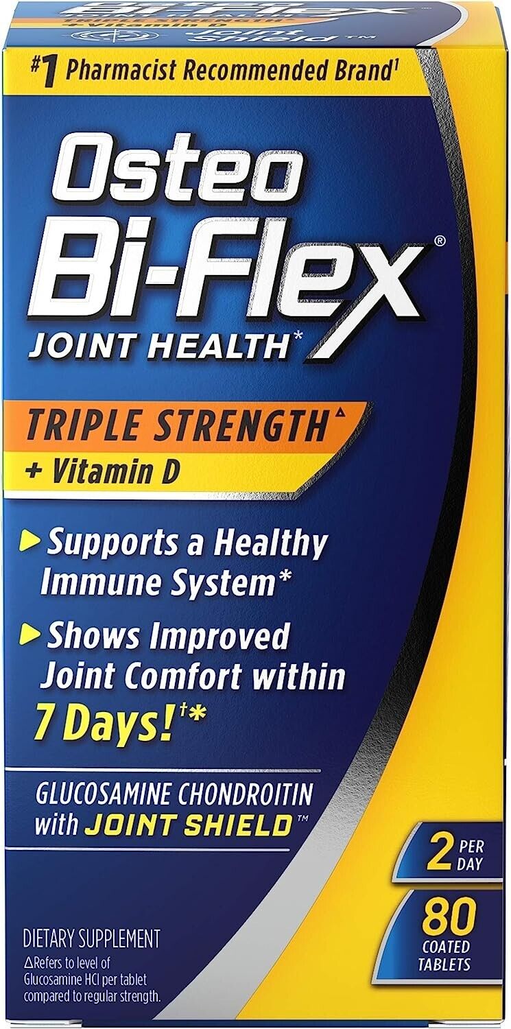 Osteo Bi-Flex Joint Health TRIPLE STRENGTH + Vitamin D Immune Support - 80 Tabs