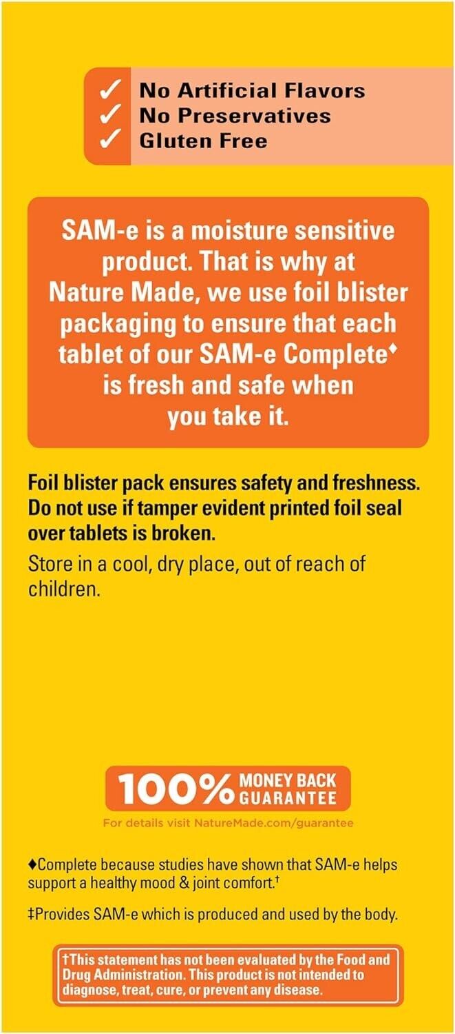 Nature Made SAM-e Complete 200mg Healthy Mood & Joint Support SAMe - 24 Tablets