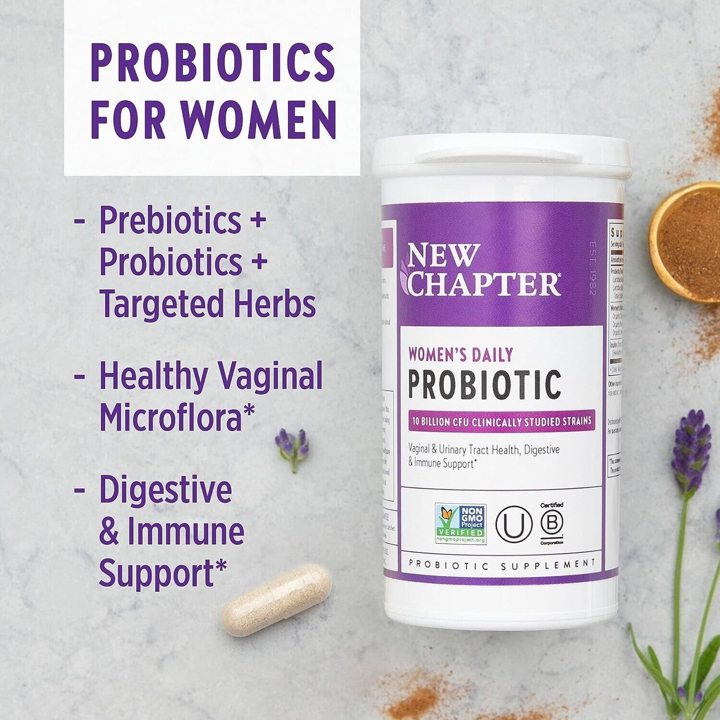 NEW CHAPTER Women's Daily Probiotic 10B-CFU Digestive & Vaginal Health - 30 Caps