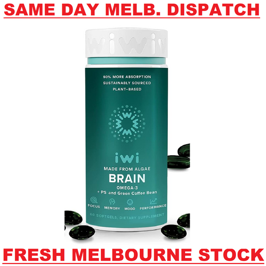 iwi Life BRAIN Algae Plant Omega-3 EPA & DHA for Memory and Focus - 60 Softgels