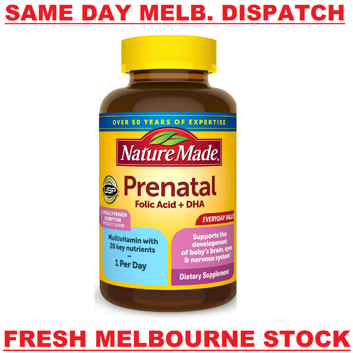 NatureMade Prenatal Multivitamin Folic Acid + DHA Pregnancy Support 30 Softgels
