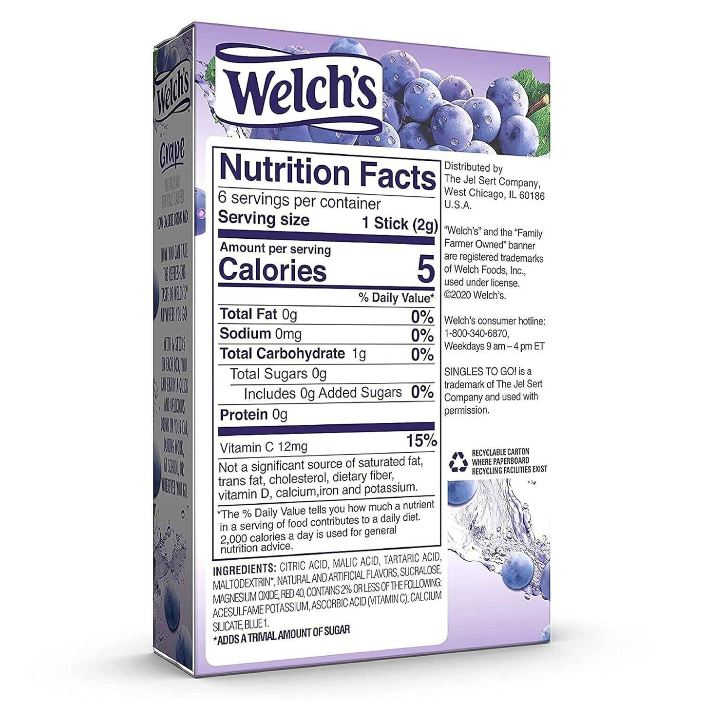 Welch's Drink Mix (sugar free powder) - 4 Flavour Choices - 6 Servings