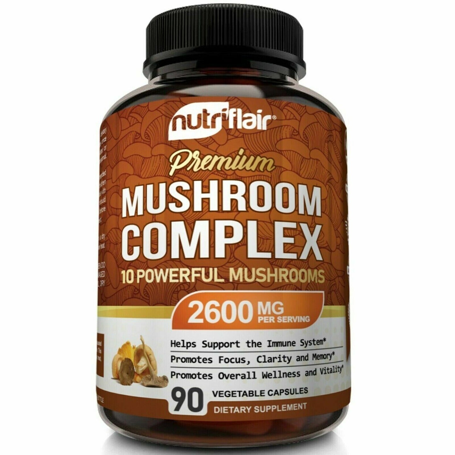 NUTRIFLAIR MUSHROOM COMPLEX 2600mg 90 Caps Immune Memory Support - FREE EXPRESS