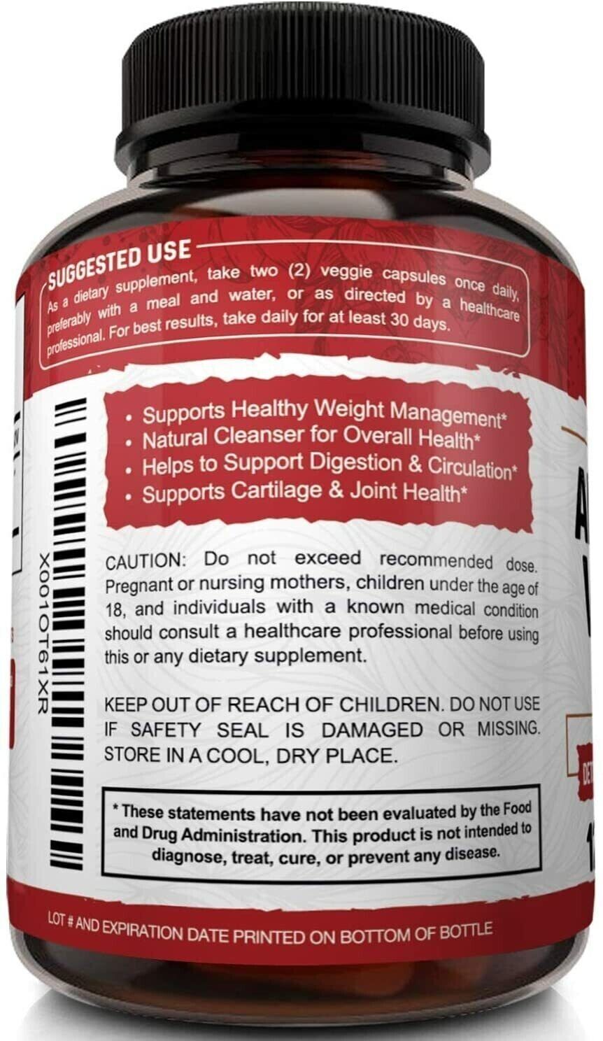 Apple Cider Vinegar Capsules with Mother 1600mg 120 Caps Weight Loss Supplement