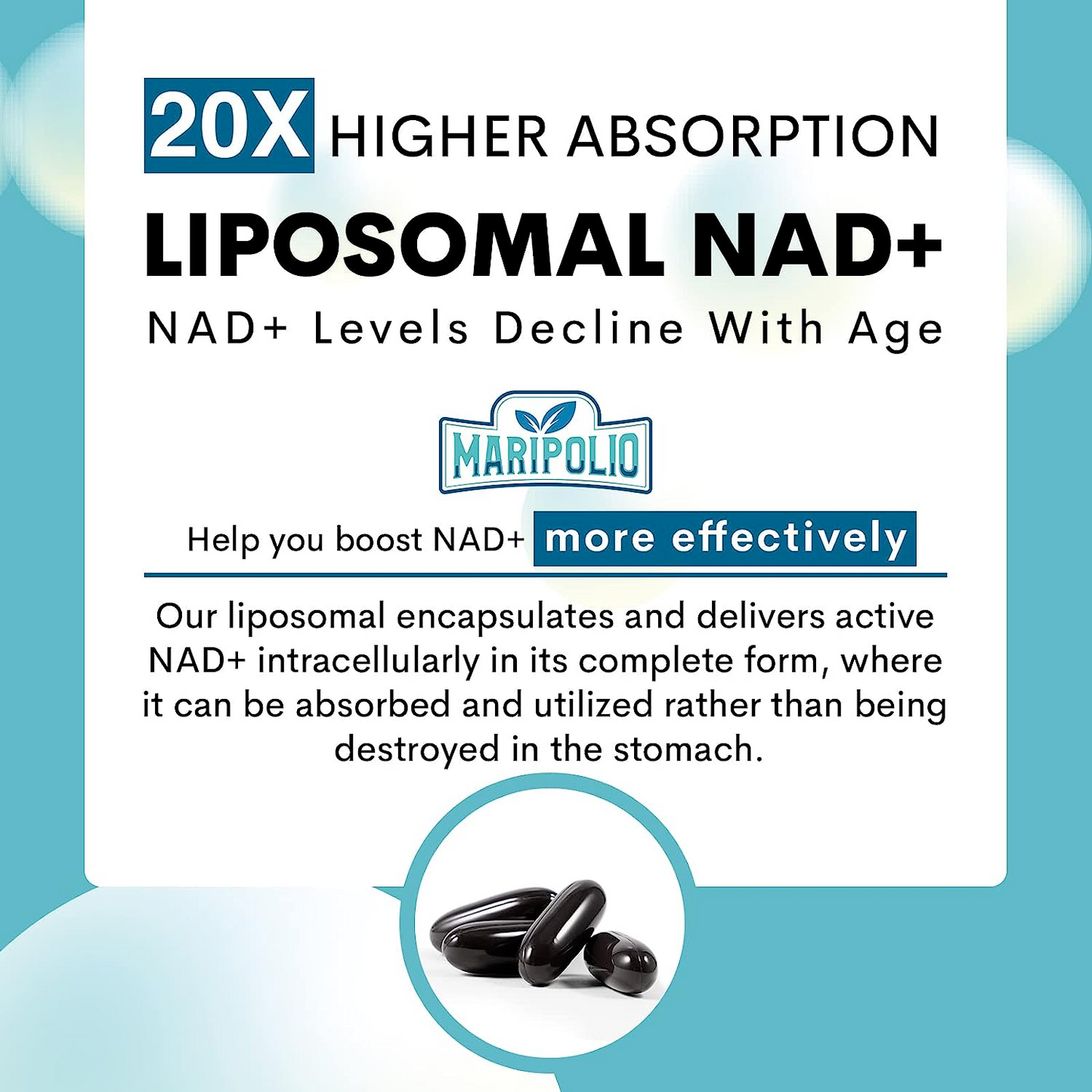 LIPOSOMAL NAD+ 1000mg Anti Aging Formula DNA Repair HIGH STRENGTH - 60 Softgels