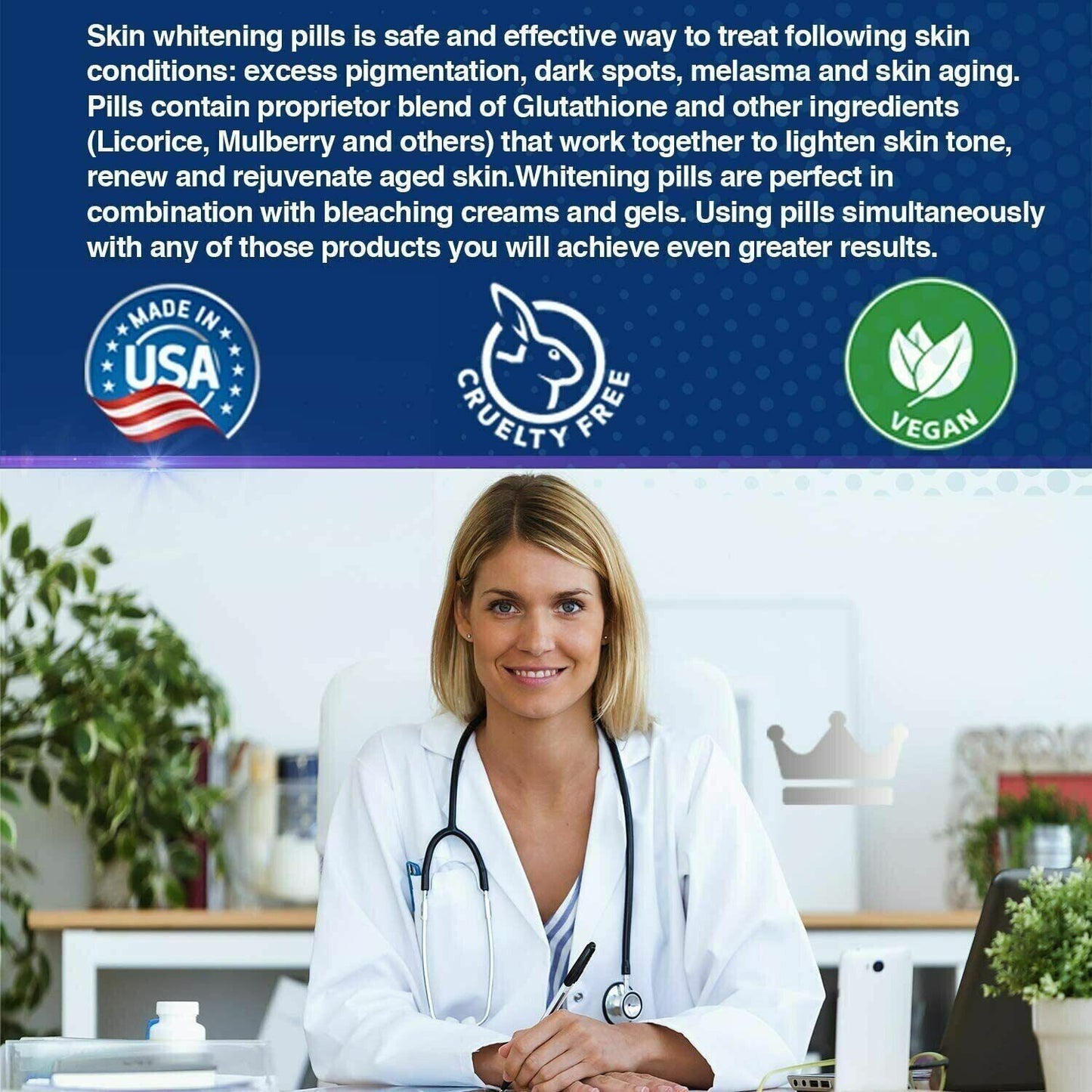 SKIN WHITENING GLUTATHIONE 2000mg Per Serve Brightening Lightening Pills 180 Cap