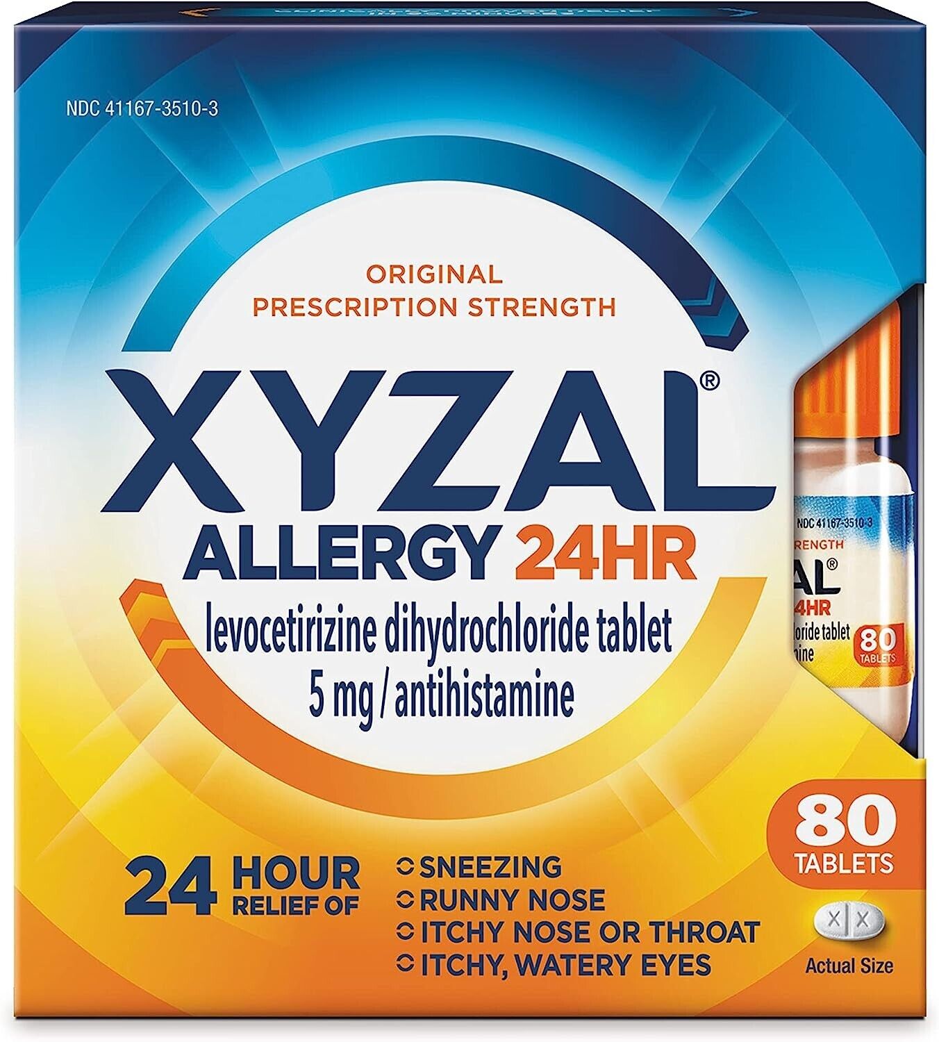 XYZAL ALLERGY 24HR RAPID HAYFEVER RELIEF CETIRIZINE 5MG - 80 TABLETS EXP. 10/25