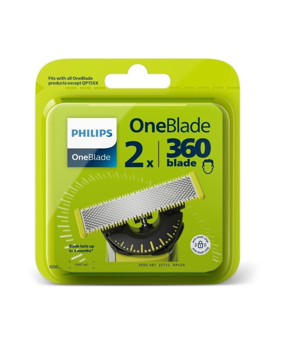 Genuine Philips Norelco OneBlade 360 Blade Replacement Blades 2 Pack - QP420/80