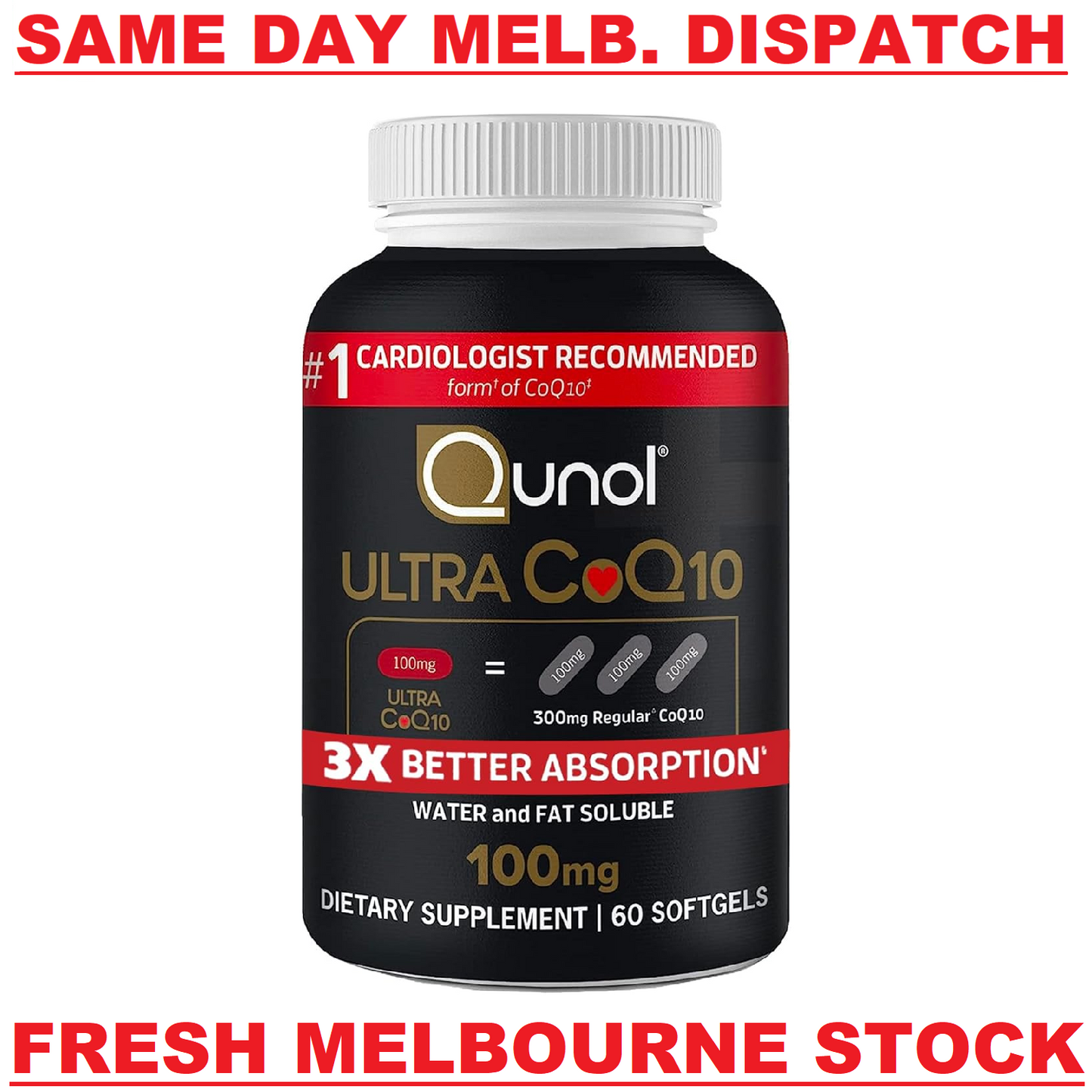 QUNOL ULTRA CoQ10 100mg Supports Energy Production & Heart Health - 60 Softgels