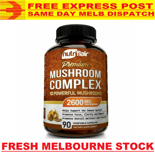 NUTRIFLAIR MUSHROOM COMPLEX 2600mg 90 Caps Immune Memory Support - FREE EXPRESS