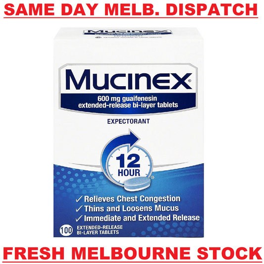 Mucinex Guaifenesin 600mg Expectorant Chest Congestion Loosens Mucus 100 Tablets