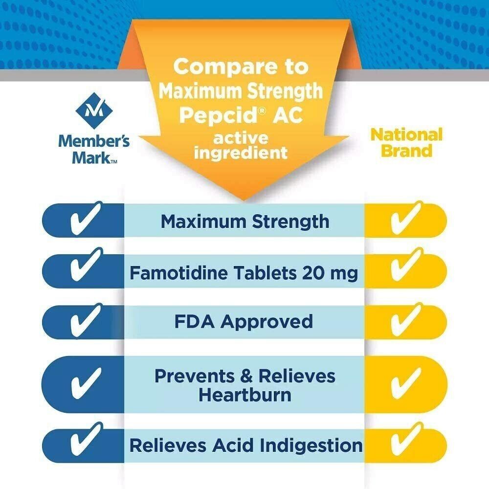 VALUE PACK 200ct Famotidine 20mg Acid Reducer Heartburn Relief- Pepsid Free Post
