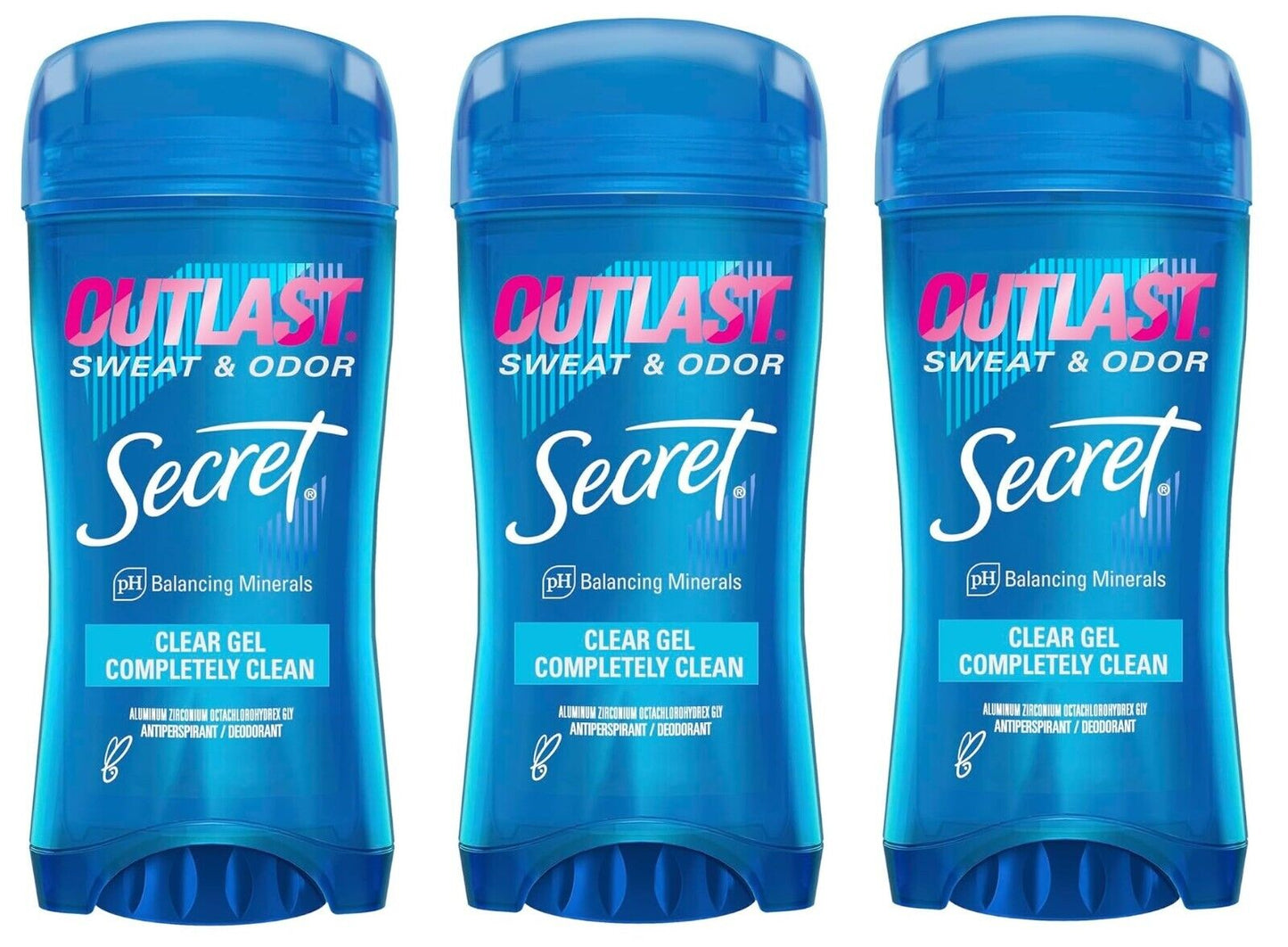 SECRET Outlast 72HR Clear Gel Antiperspirant Deodorant COMPLETELY CLEAN 1/3/5 PK