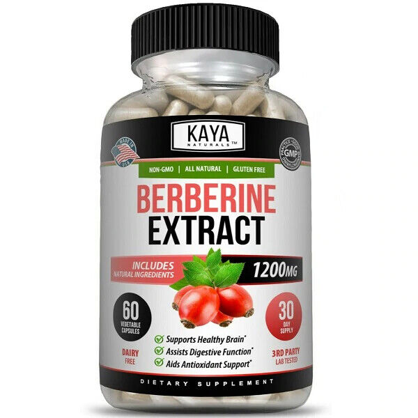 Kaya Naturals BERBERINE HCI 1200mg - DOUBLE STRENGTH PREMIUM GRADE 60 Capsules