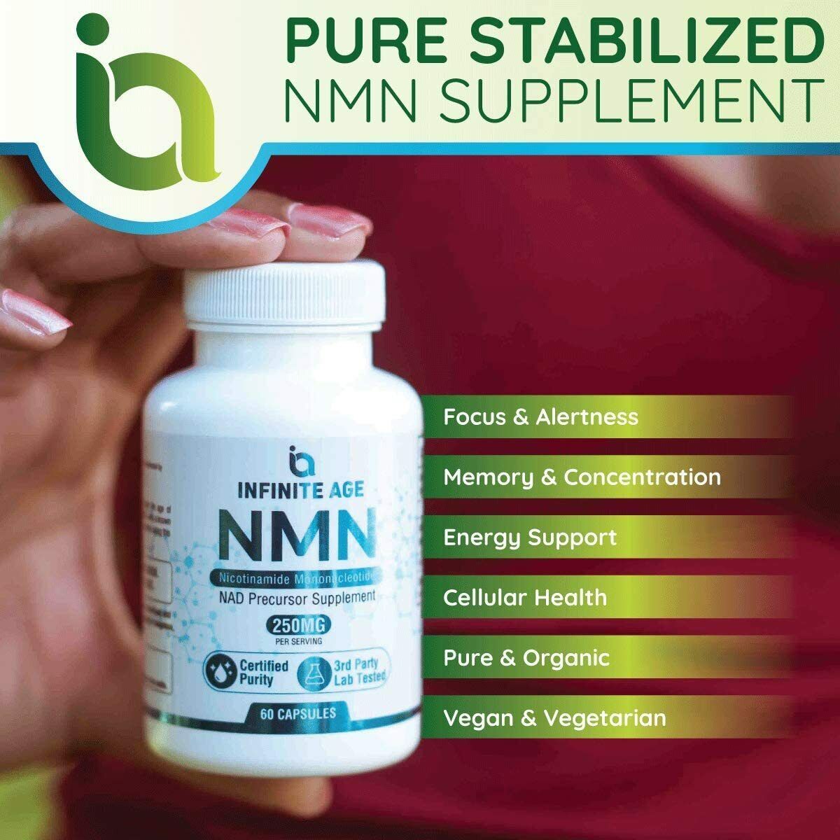 NMN Nicotinamide Mononucleotide 250mg 60 Caps POWERFUL NAD+ BOOSTER ANTI-AGING!